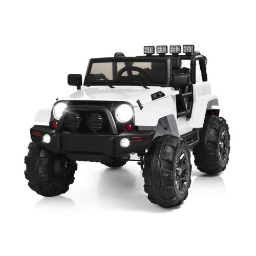 Costway 12V Kids Ride On Truck Car with Remote Control, MP3 Music, and LED Lights in White