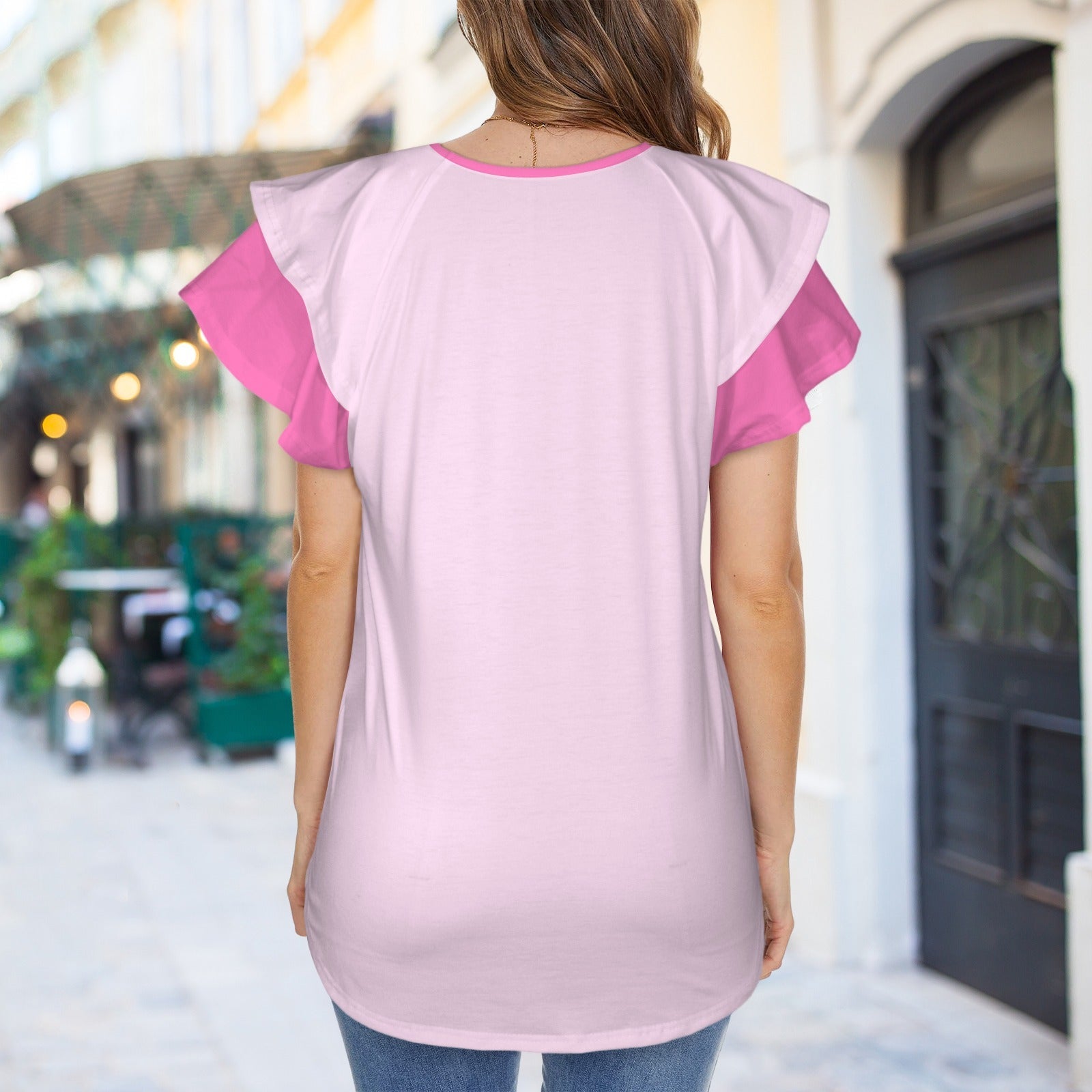 Little One Strawbaby Ruffle V-Neck Play Tee