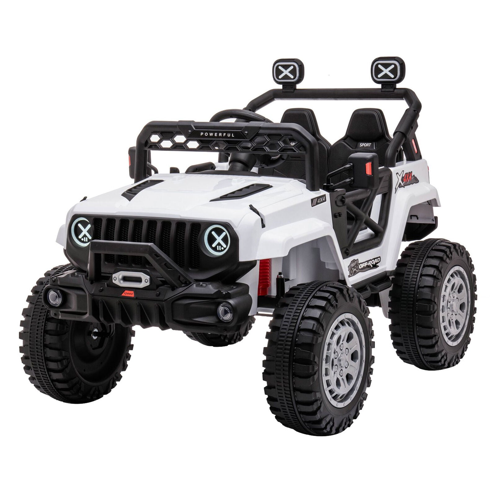 DAKOTT 12V Electric Off Road Ride On Truck with Remote Control for Kids - White