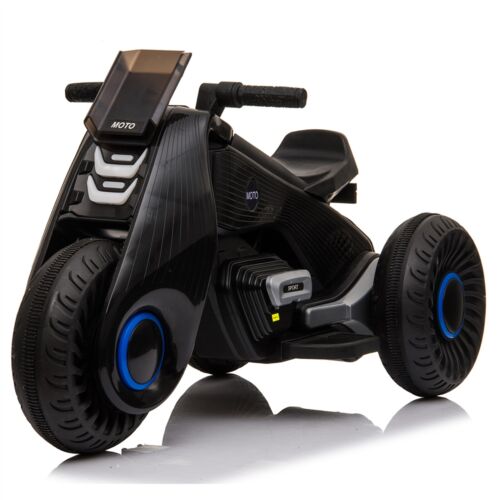 Double Drive 6V Kids Electric Motorcycle with 3 Wheels - Black