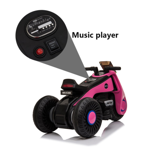 Double the Fun: Pink 3-Wheel Electric Motorcycle for Kids