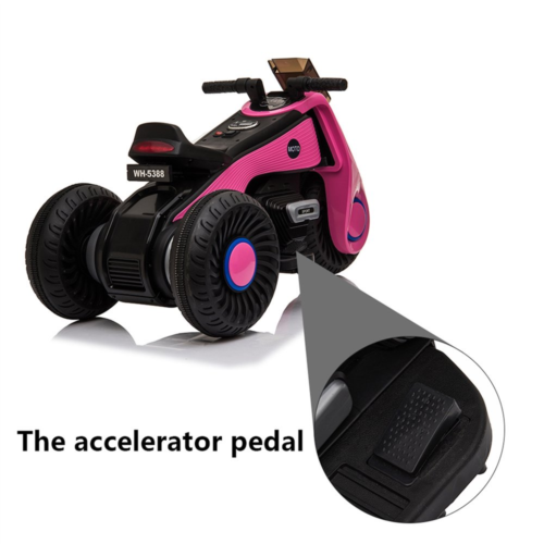Double the Fun: Pink 3-Wheel Electric Motorcycle for Kids