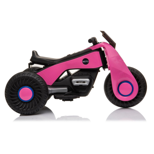 Double the Fun: Pink 3-Wheel Electric Motorcycle for Kids