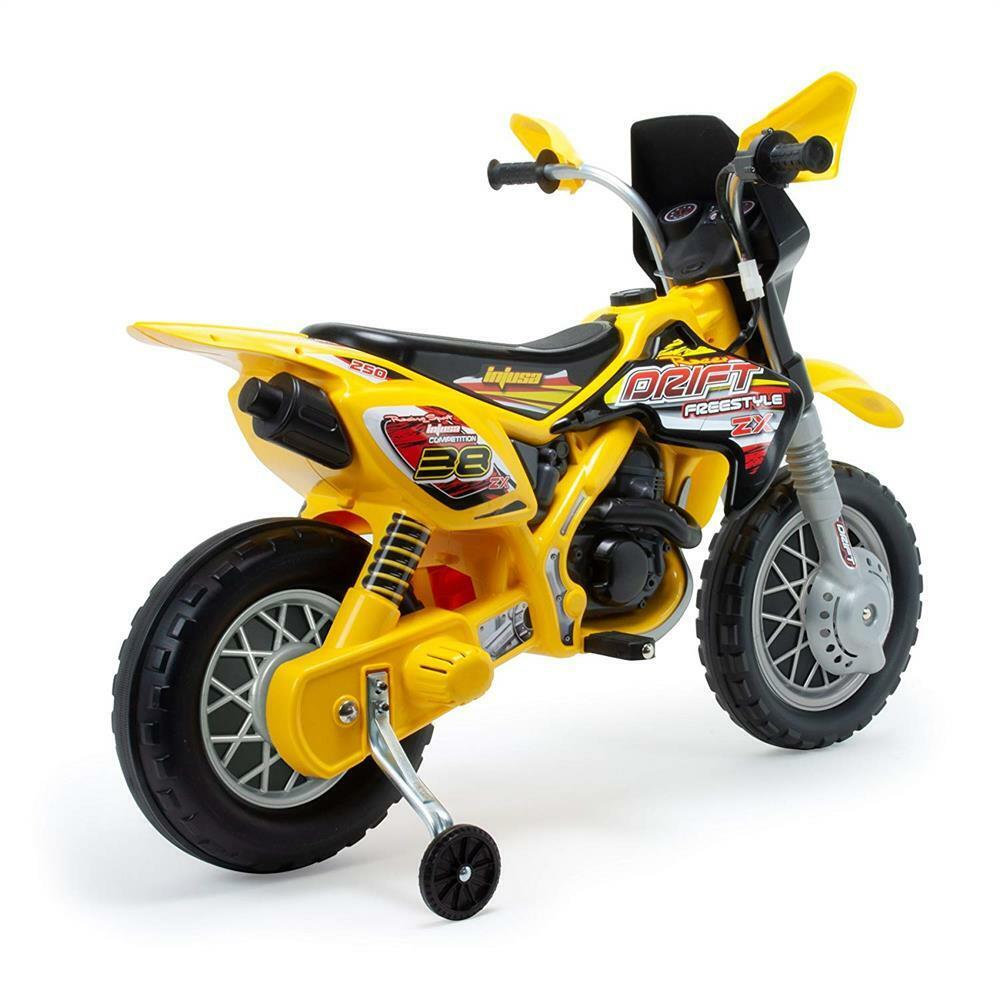 Drift ZX 12V Kids Dirt Bike Ride-On Motorcycle with Training Wheels - Suitable for Ages 3 and Up