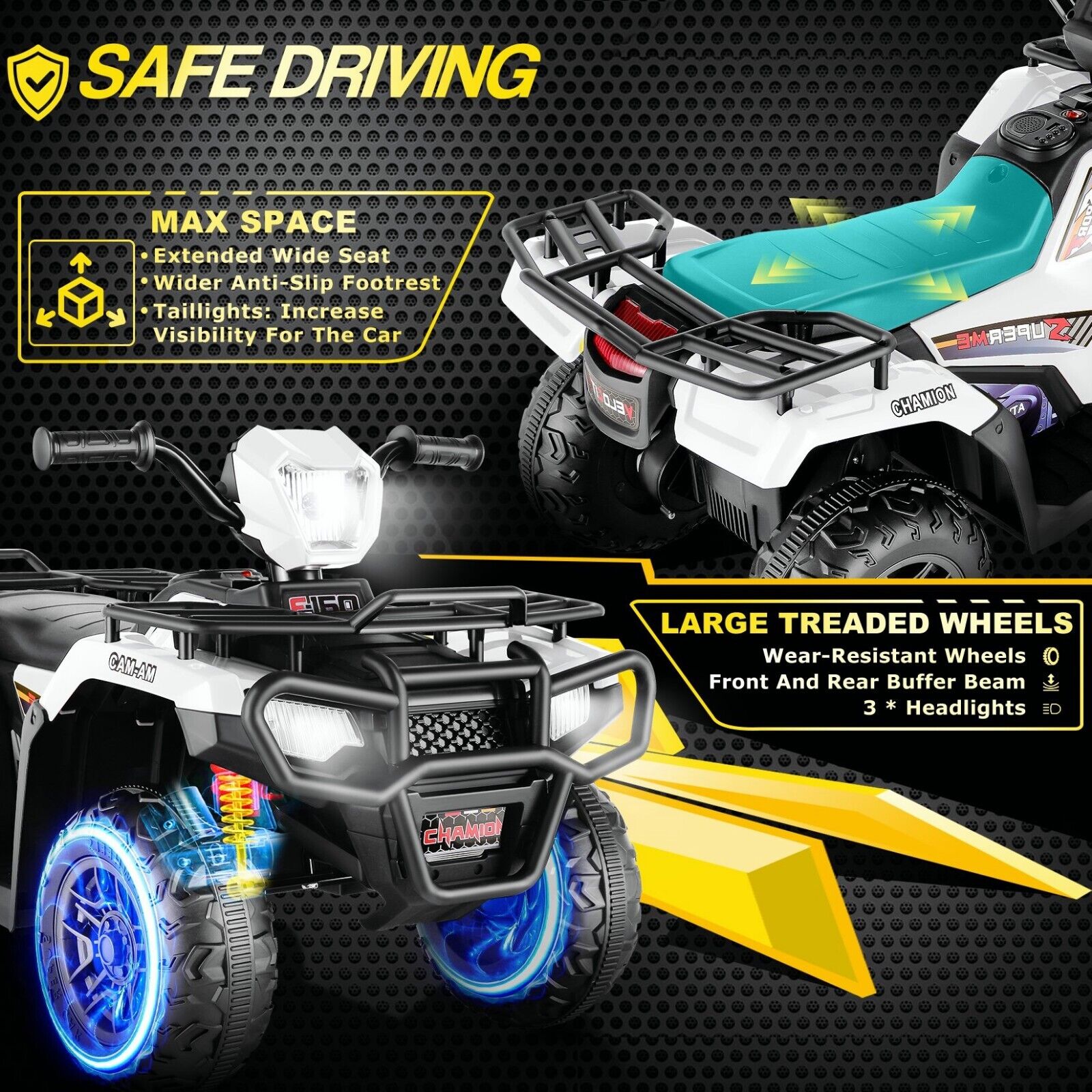 Electric 12V ATV Quad for Kids with 2 Speeds and 2x30W Motor