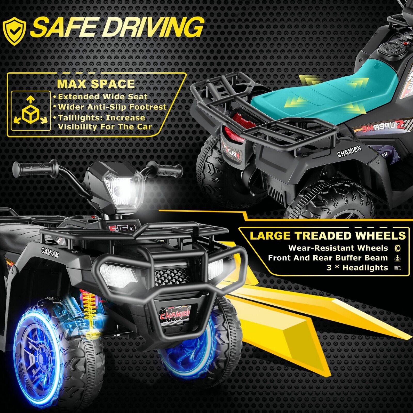 Electric 12V ATV Quad for Kids with 2 Speeds and 2x30W Motor
