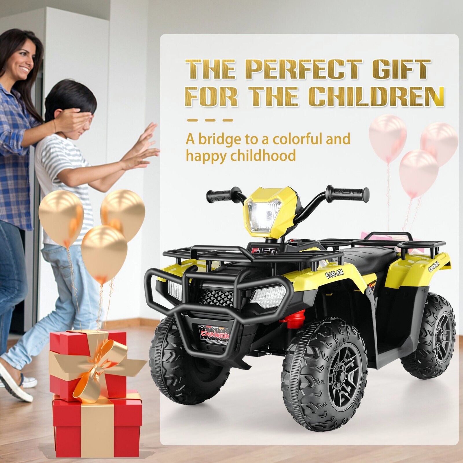 Electric 4-Wheeler Quad for Kids - 12V Battery Powered Ride-On with Dual Speeds