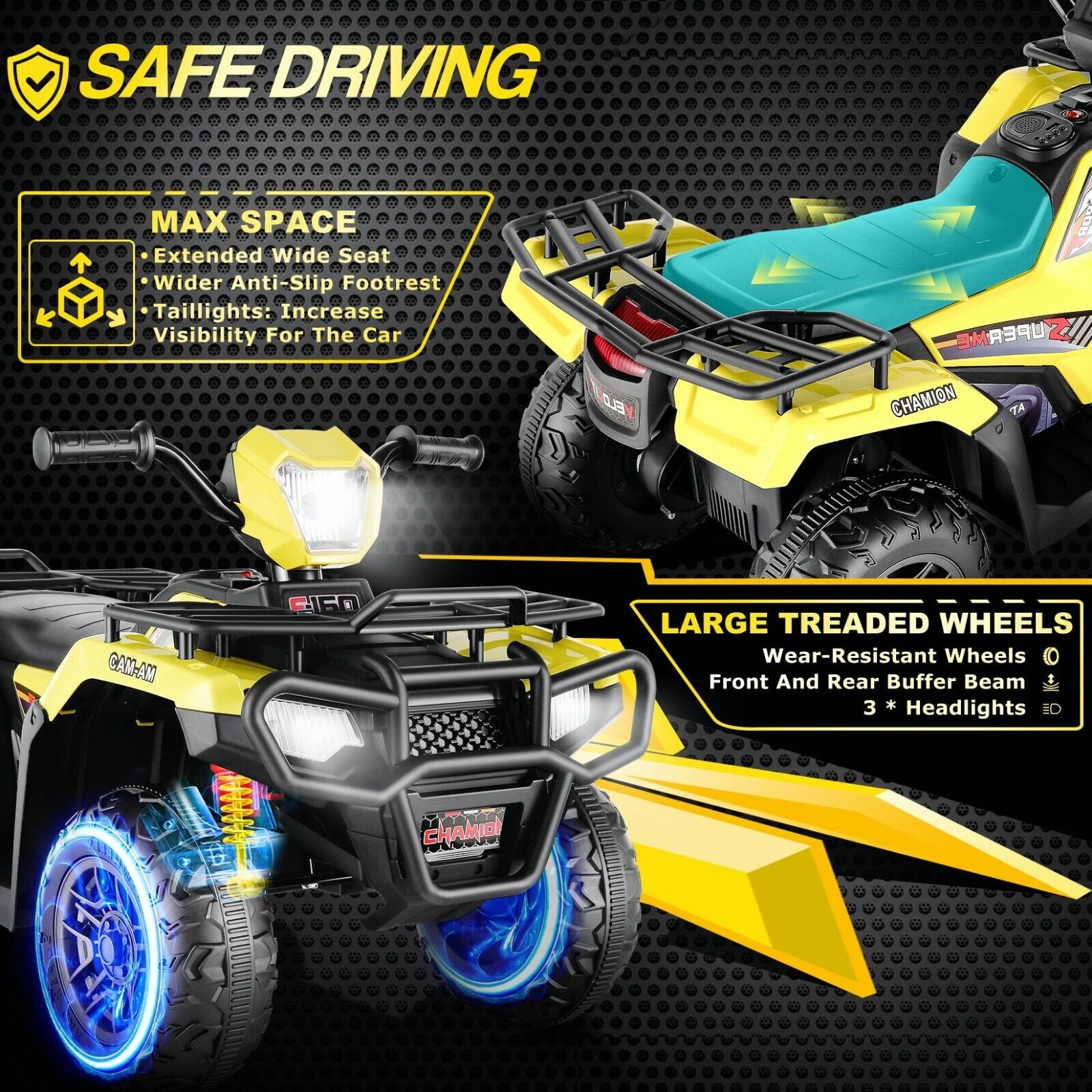 Electric 4-Wheeler Quad for Kids - 12V Battery Powered Ride-On with Dual Speeds