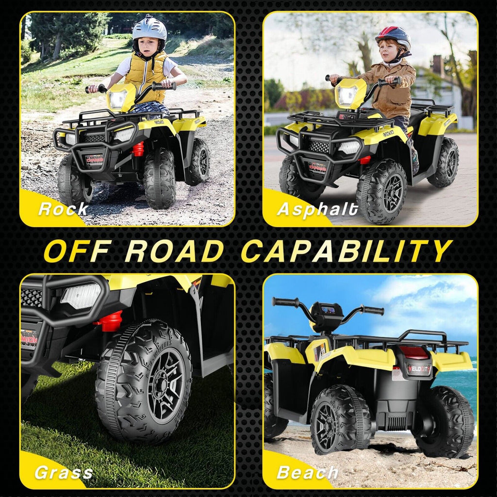 Electric 4-Wheeler Quad Car for Kids with MP3 & Light - 12V Battery Powered