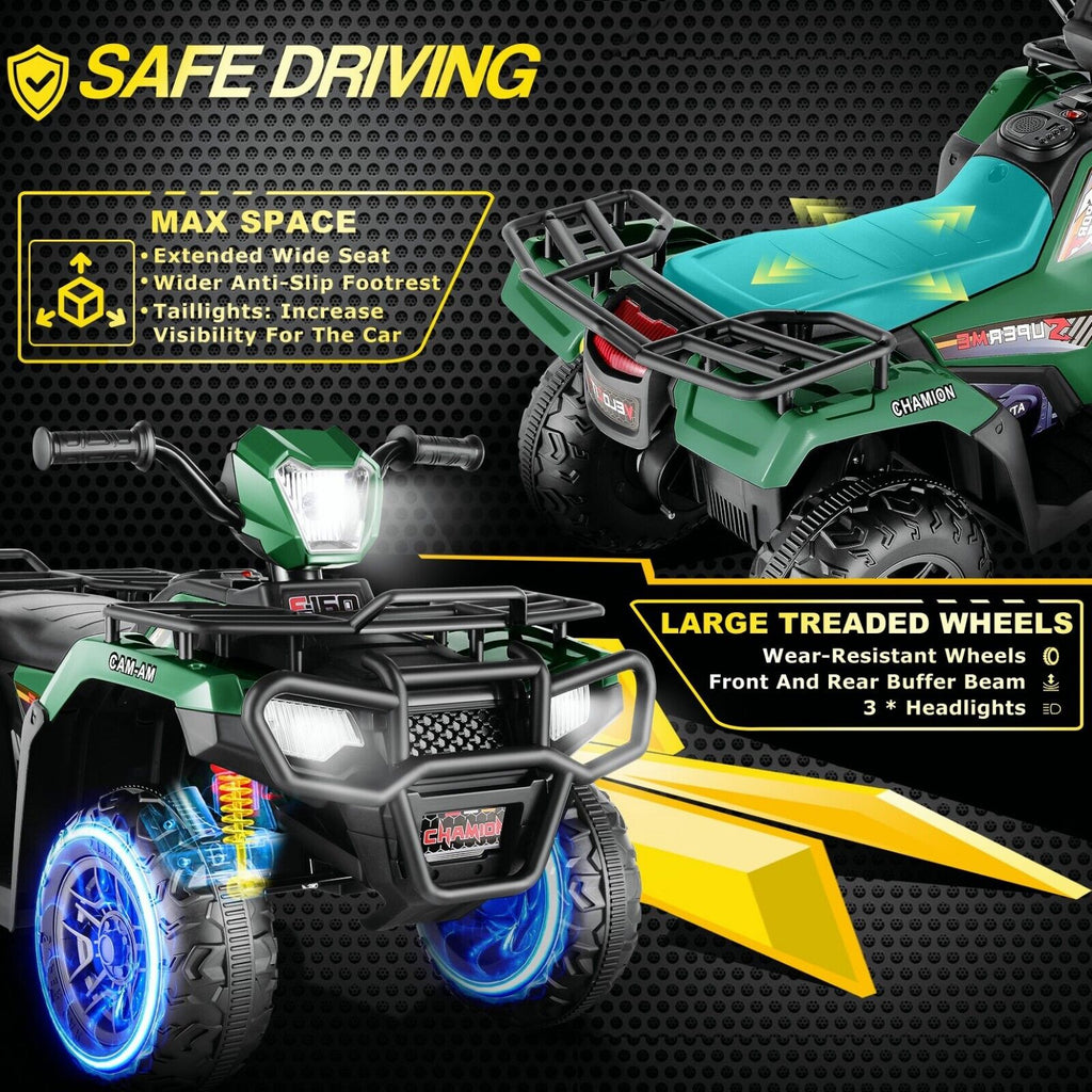 Electric 4-Wheeler Quad for Kids - 12V Battery Powered Ride-On Car in 6 Color Options