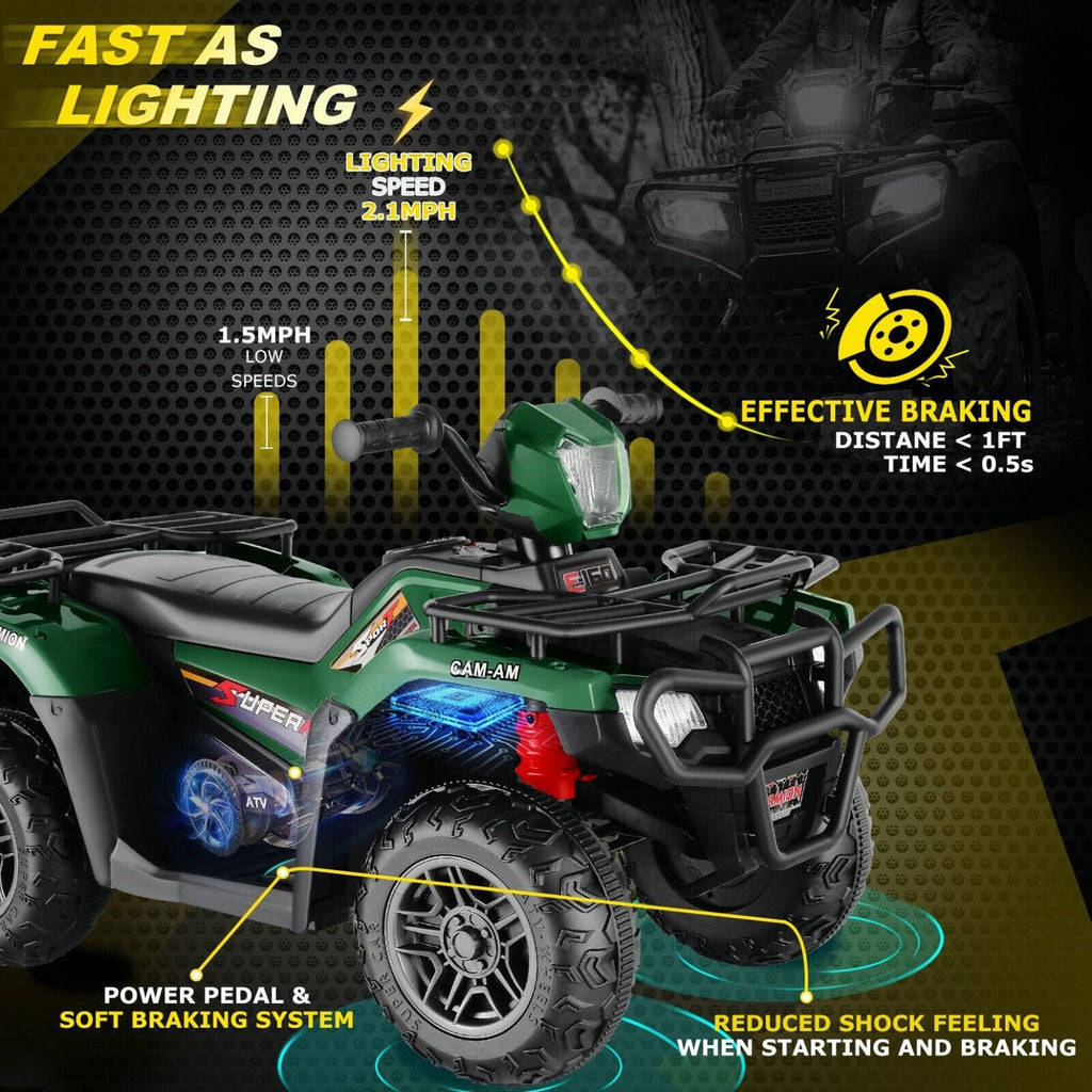 Electric 4-Wheeler Quad for Kids - 12V Battery Powered Ride-On Car in 6 Color Options