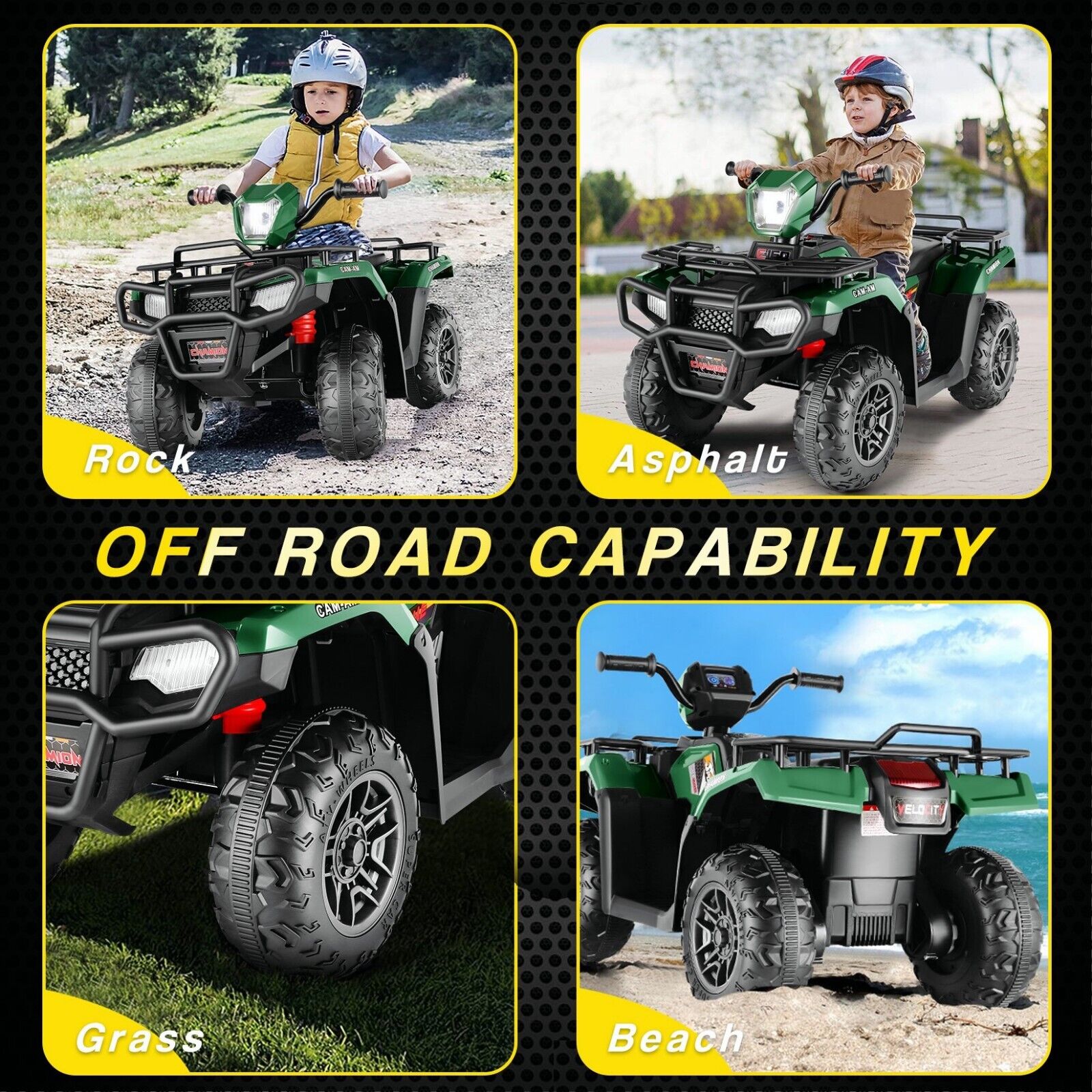 Electric 4-Wheeler Quad for Kids - 12V Battery Powered Ride-On Car in 6 Color Options