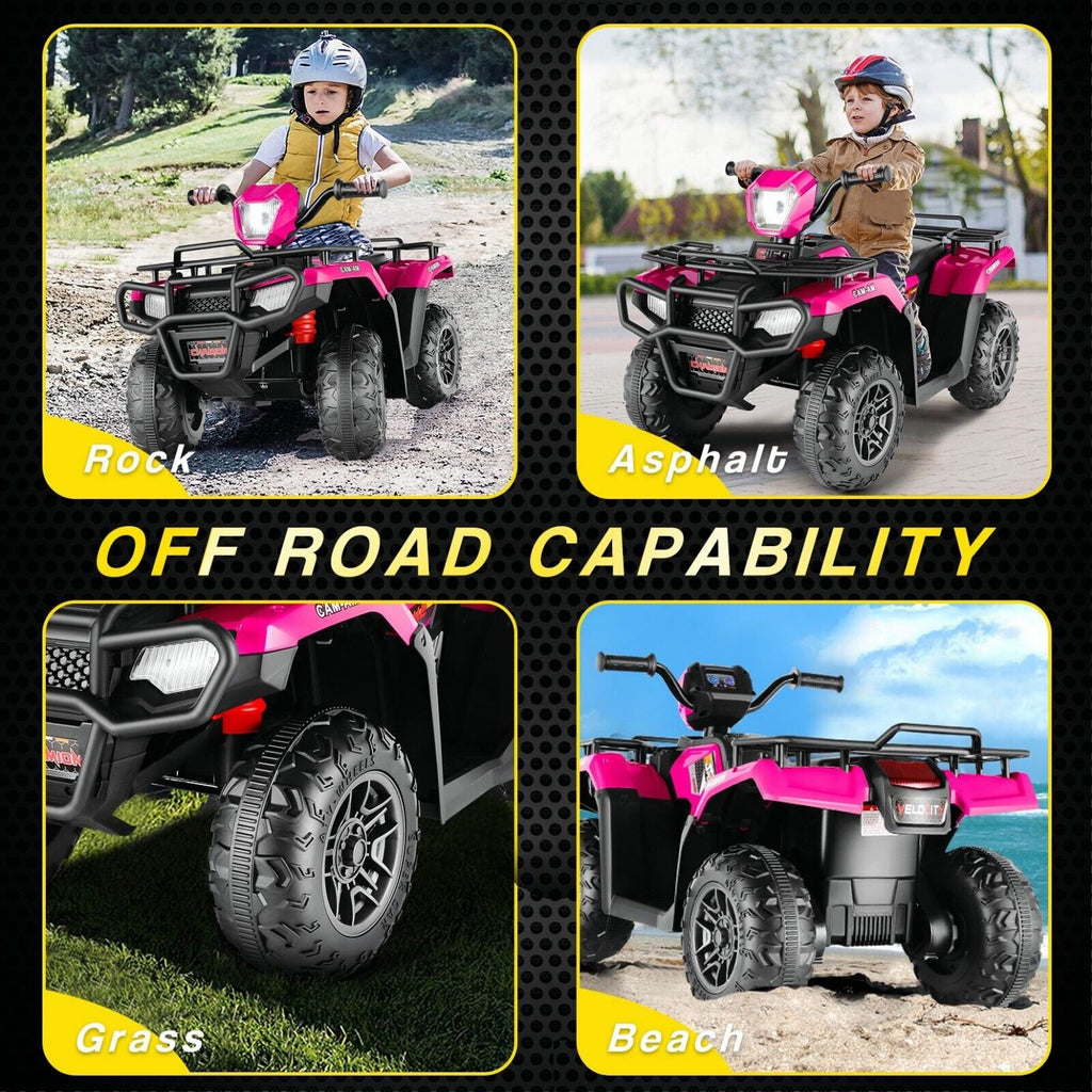 Electric 4-Wheeler Quad for Kids - 12V Battery Powered Ride-On Car in 6 Color Options