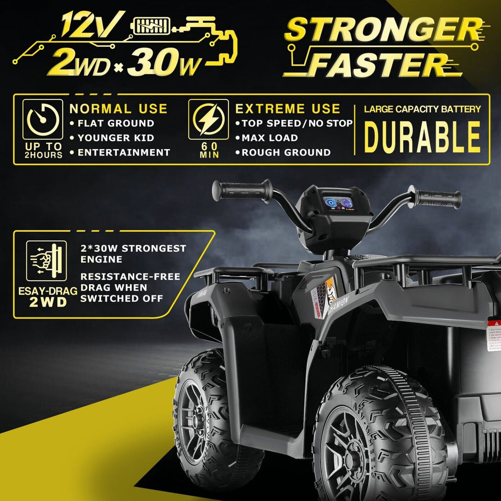 Electric 4-Wheeler Quad for Kids - 12V Battery Powered Ride-On Car in 6 Color Options