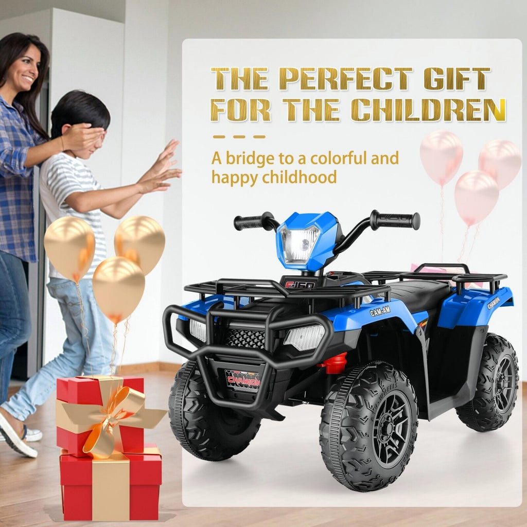 Electric 4-Wheeler Quad for Kids - 12V Battery Powered Ride-On Car in 6 Color Options
