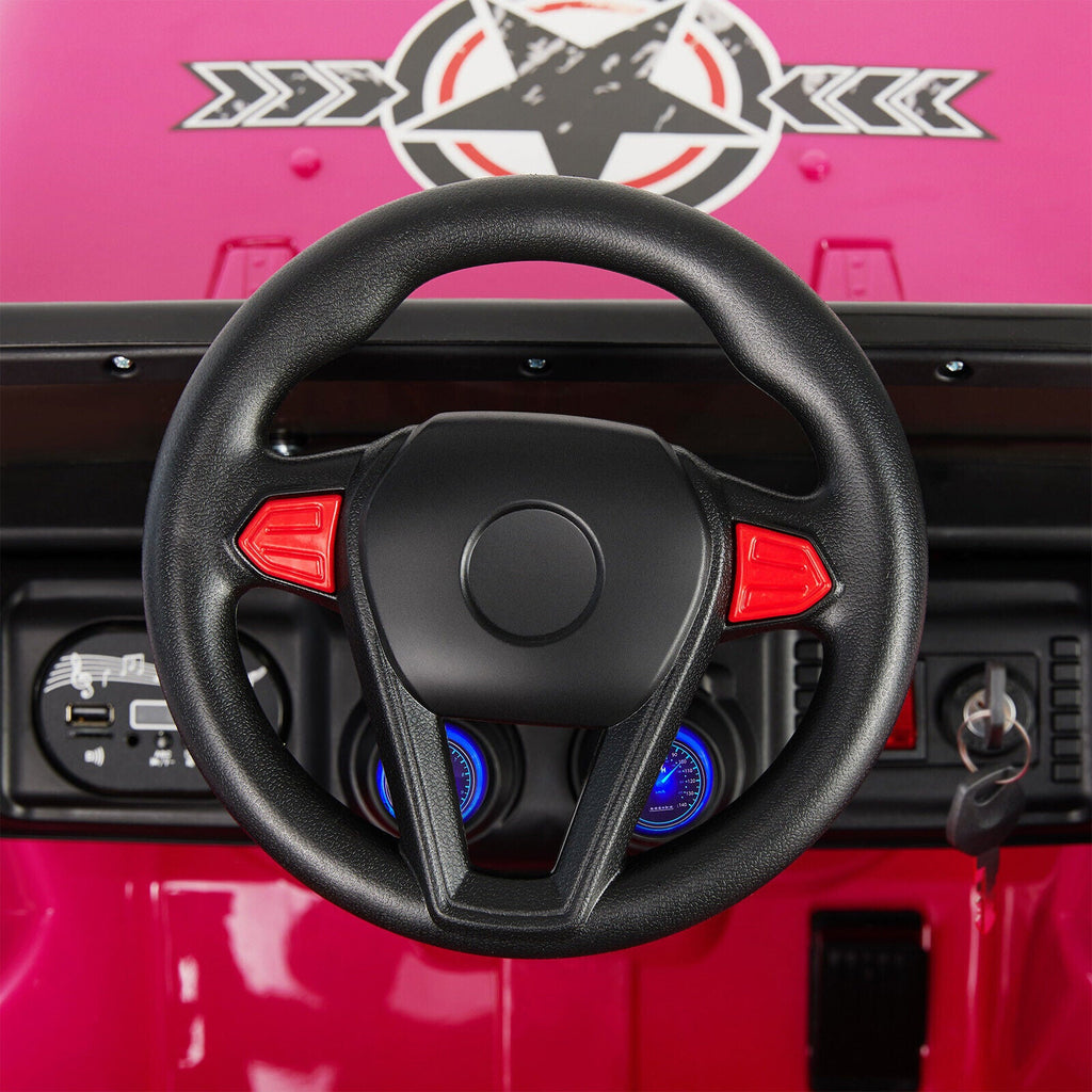Electric 12V Pink Kids Ride On Jeep with USB, LED, Bluetooth, and RC Control