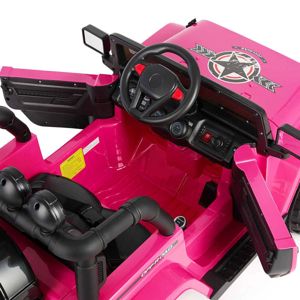 Electric 12V Pink Kids Ride On Jeep with USB, LED, Bluetooth, and RC Control