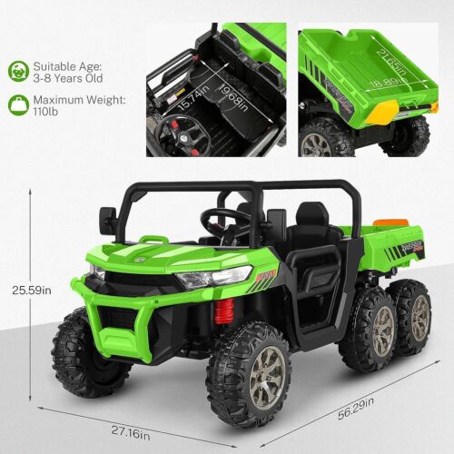 Electric 2 Seater Dump Truck Ride-On Car with Remote Control and Working Dump Bed and Shovel