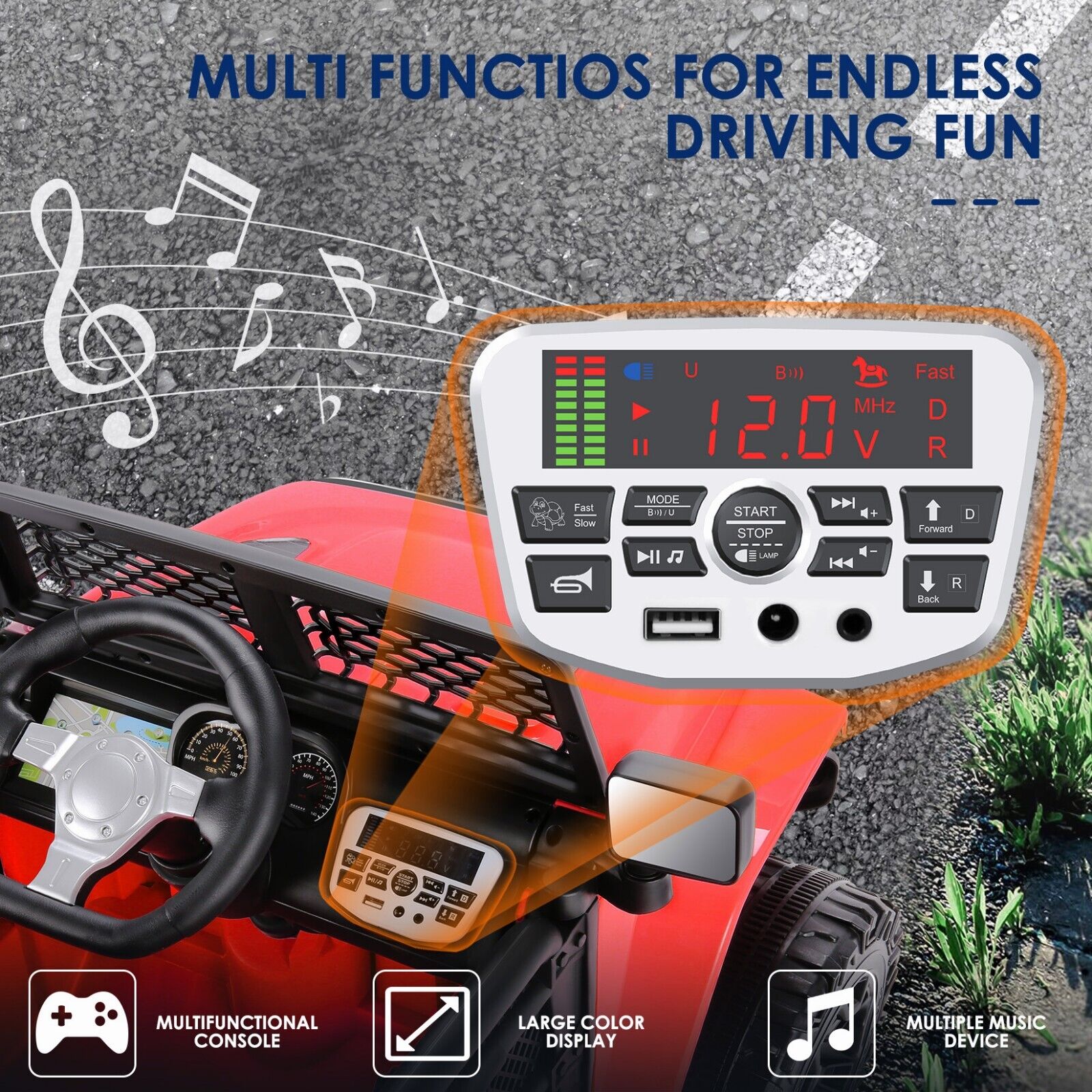 12V Kids Ride-On Truck with Parental Remote Control and Spring Suspension