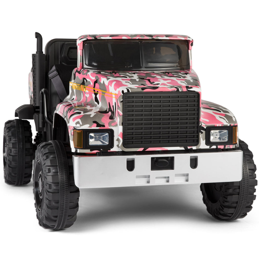 New Pink Camo 24V Battery Kids Ride On Truck with Trailer and Remote Control