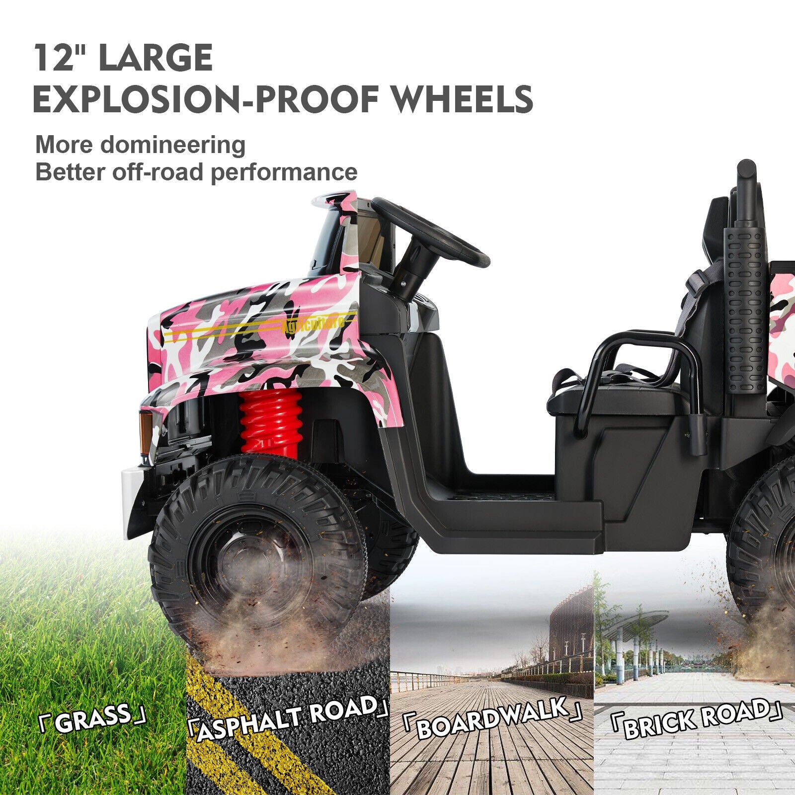 24V Battery-Powered Kids Ride On Truck with 3 Speeds and Remote Control - Camo Pink