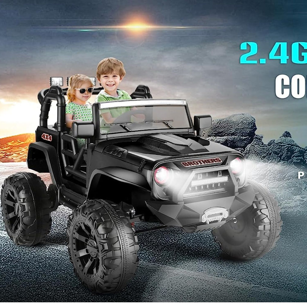 Electric 2-Seater Kids Ride-On Truck with 400W Motor and LED Lights - 24V Jeep Car