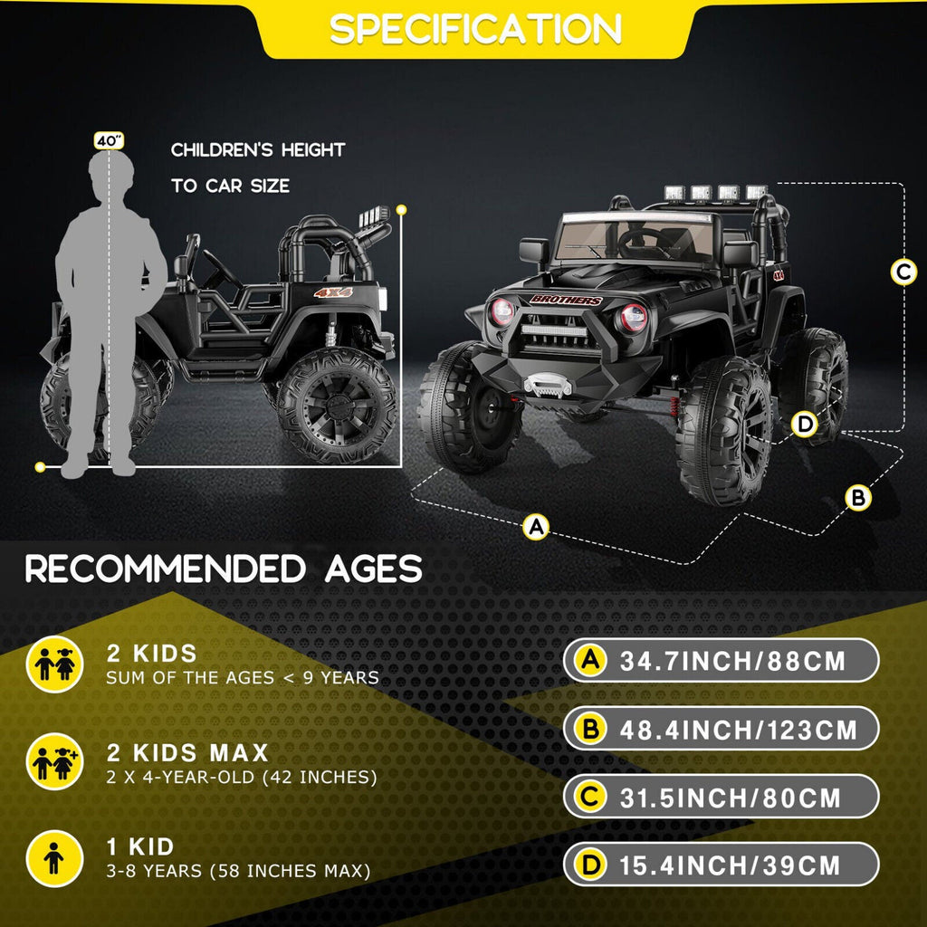 Electric 2 Seater Kids Ride On Truck with Remote Control and Powerful 200W Motors - 3 Speed Options and Long-Lasting 9AH Battery