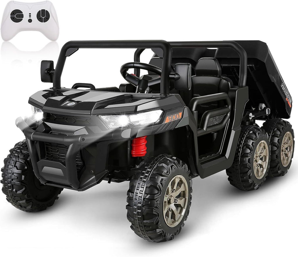 Electric 2 Seater Ride On Car with Dump Trailer - 24V Battery Powered 4WD Toy Tractor