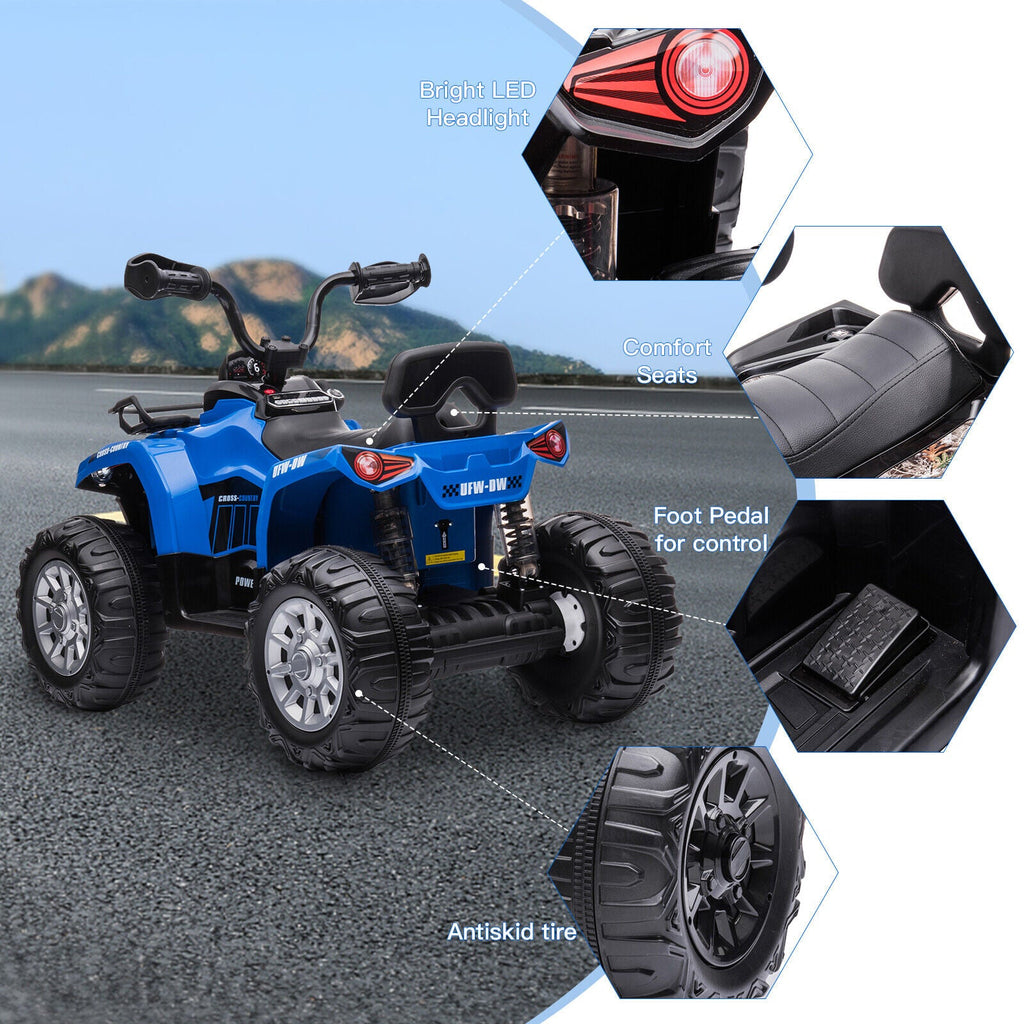 Electric 2-Speed Kids ATV Quad Car with Music and Headlights - 12V