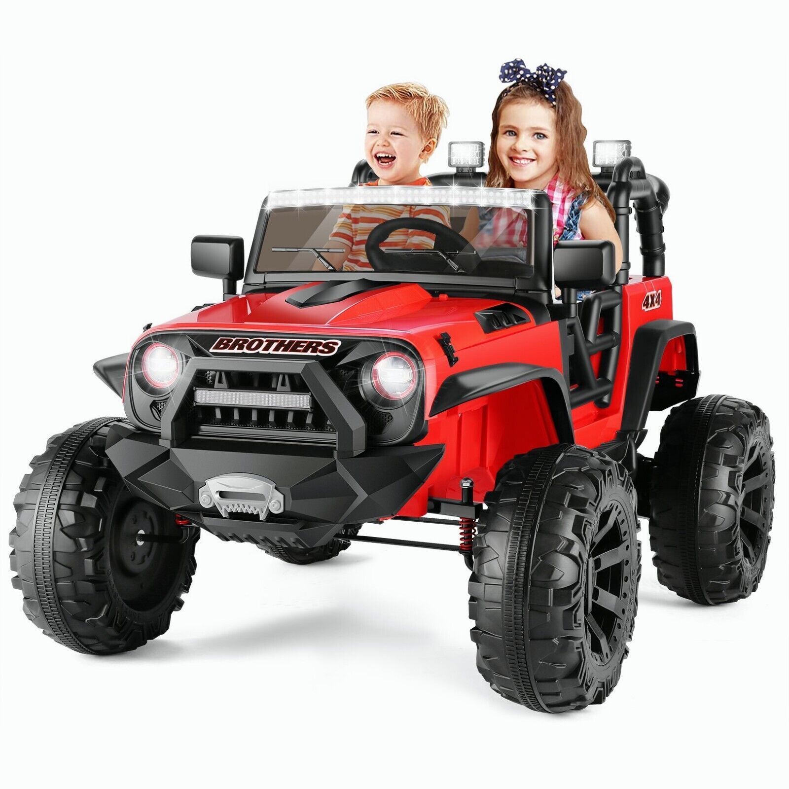 400W Kids Electric Ride On Jeep Truck with Parent Remote, LED Lights, and Music ??