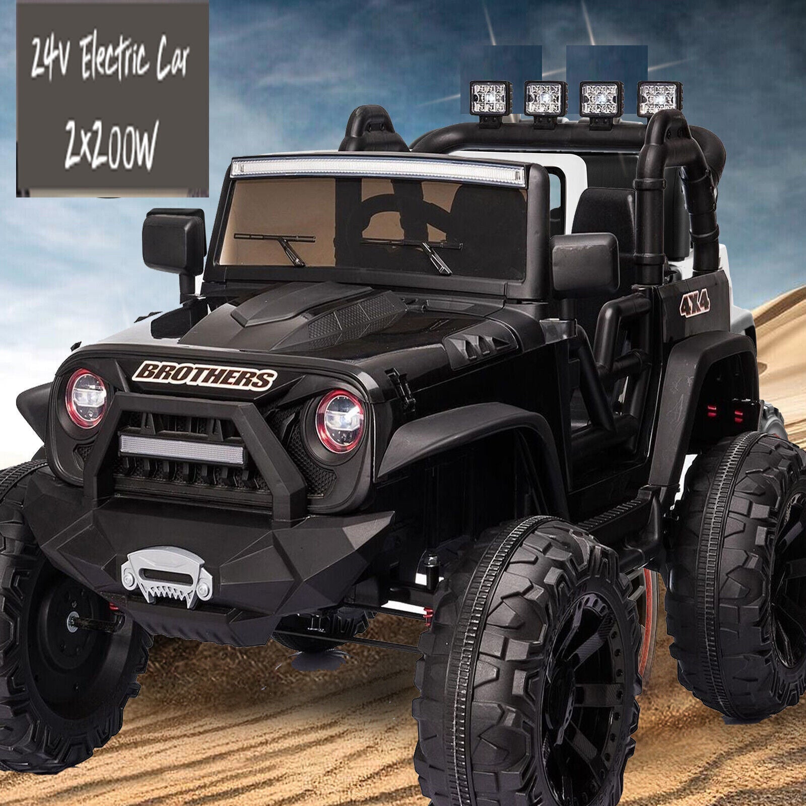 Electric 24V Kids Ride-On Truck with MP3, LED Lights, and Remote Control - 2 Seats, 2x200W Motors