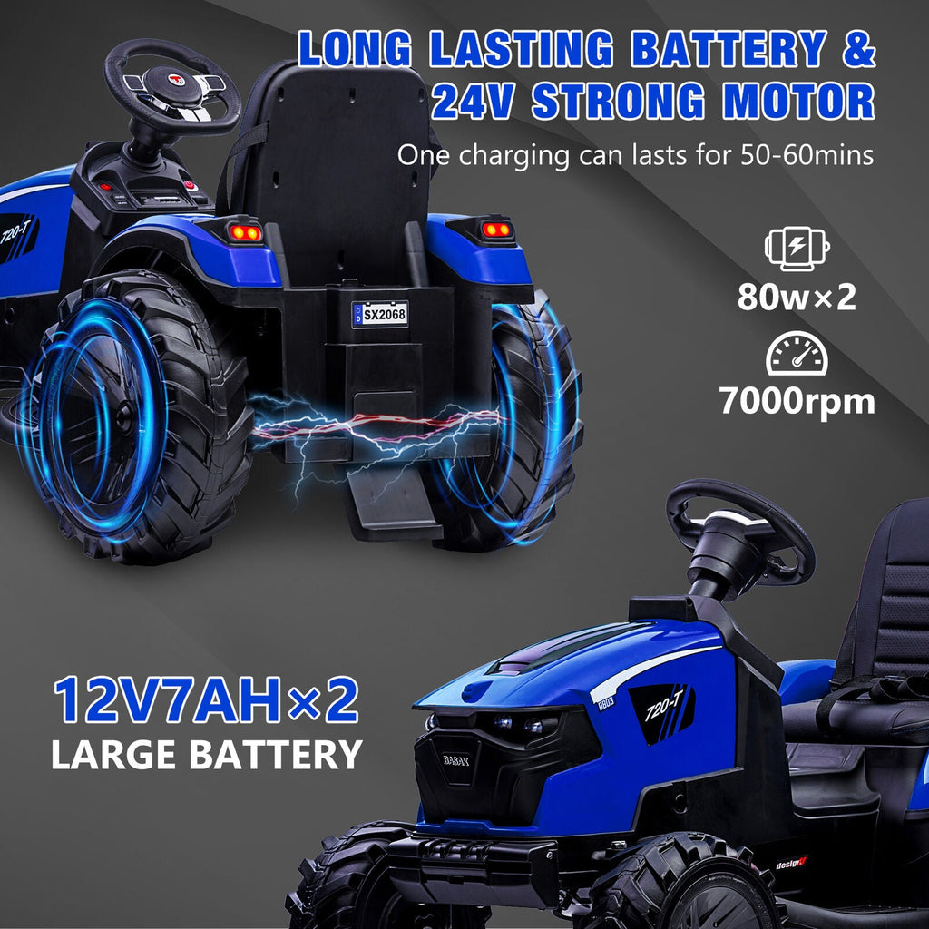 Electric 3-in-1 Kids Ride On Tractor with Remote Control - Excavator, Bulldozer, and 24V Power