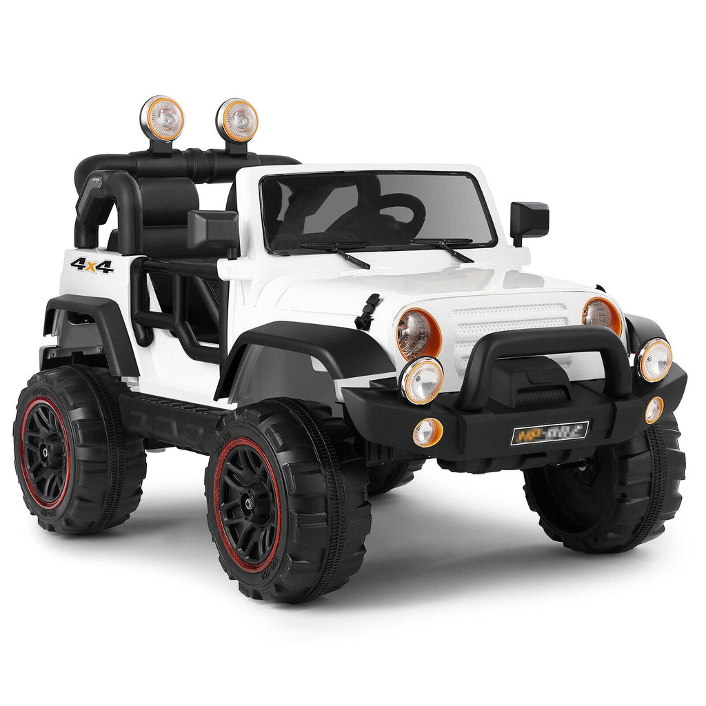 Electric 3-Speed Kids Ride-On Car with MP3, LED Lights, and Remote Control - White