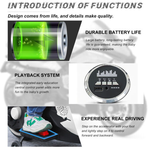 Electric 3-Wheel Motorbike for Kids with Rechargeable 12V Battery