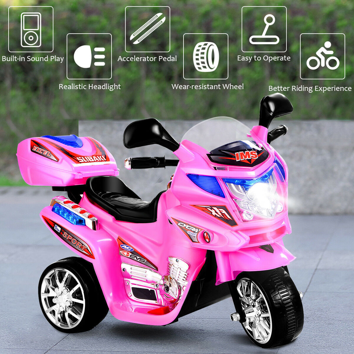 Electric 3-Wheel Motorcycle for Kids - Battery Powered Ride-On Toy Bike