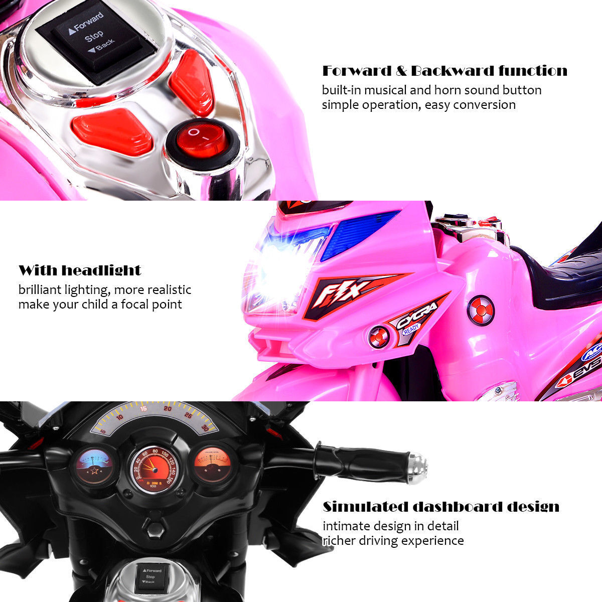 Electric 3-Wheel Motorcycle for Kids - Battery Powered Ride-On Toy Bike
