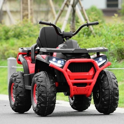 Electric 4-Wheeler ATV Quad for Kids - MP3 and LED Lights Included - Red, Durable and High-Quality