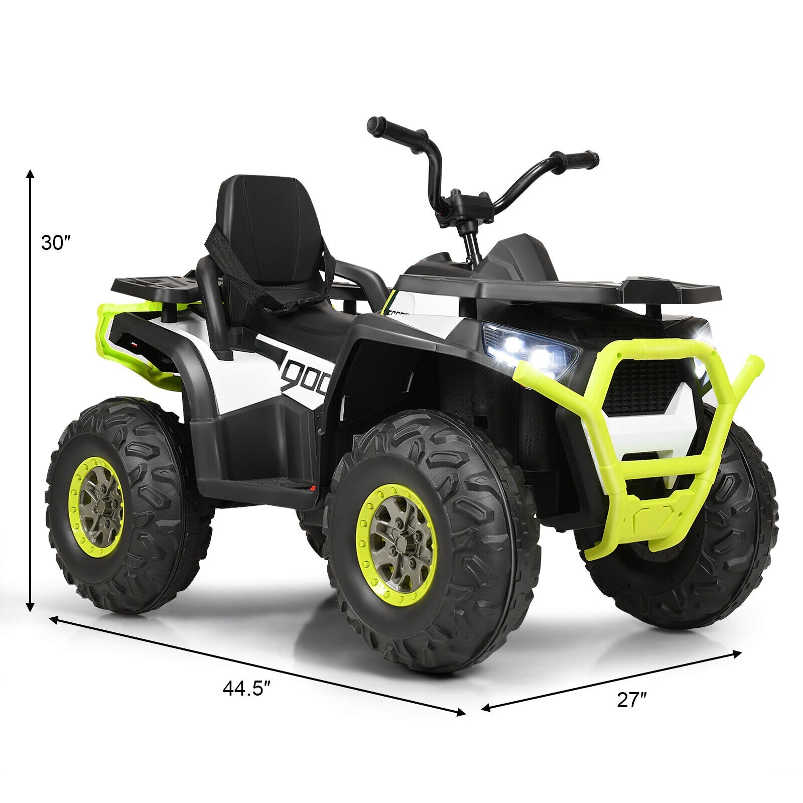 Electric 4-Wheeler ATV Quad for Kids with 2 Speeds, MP3 Player, and LED Lights - White