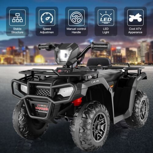 Electric 4-Wheeler ATV Quad for Kids with LED Lights, USB and MP3 Player - Suitable for Boys and Girls Aged 07