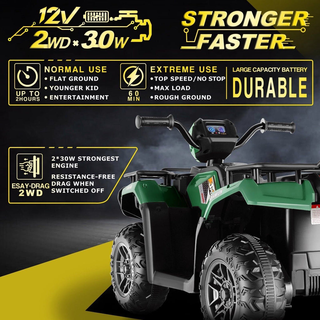 Electric 4-Wheeler ATV Quad for Kids with LED Lights, USB and MP3 Player - Suitable for Girls and Boys Aged 09