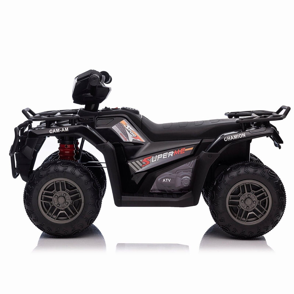 Electric Kids ATV Ride On Car with Music, LED Lights, and USB - Black Quad 4-Wheeler