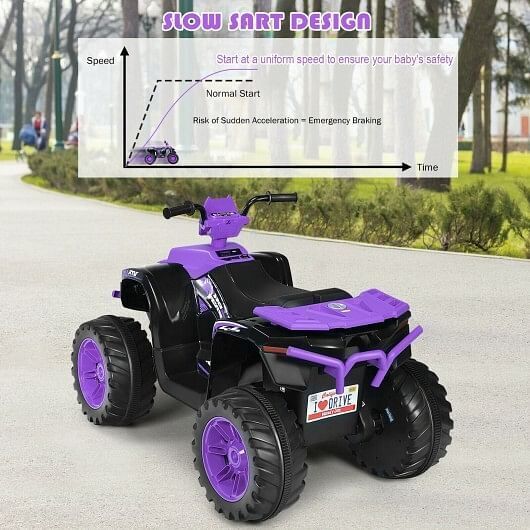 Electric 4-Wheeler ATV Quad Ride On Car for Kids - Purple with LED Light