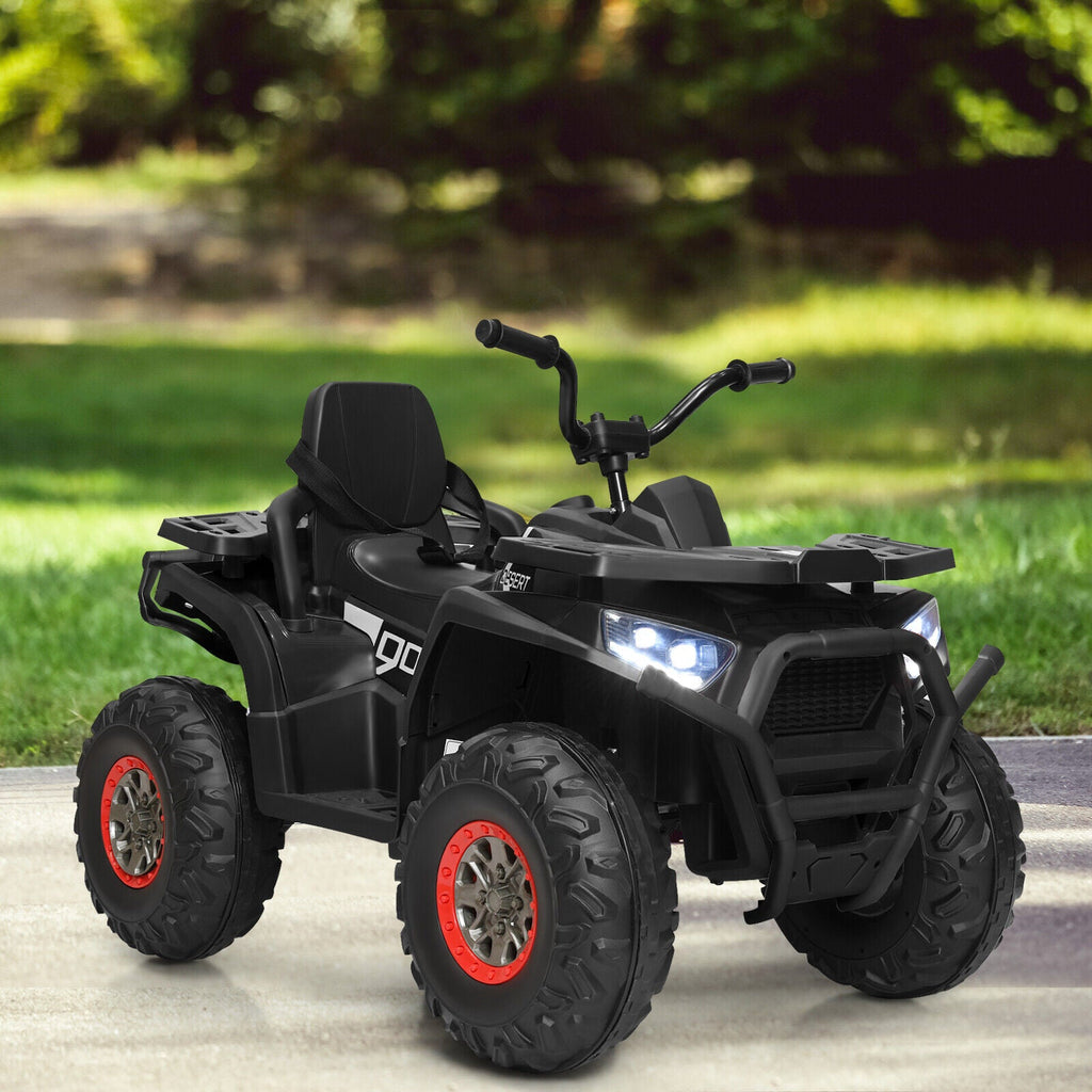 Electric 4-Wheeler ATV Quad Ride On Car for Kids with LED Lights - 12V Black