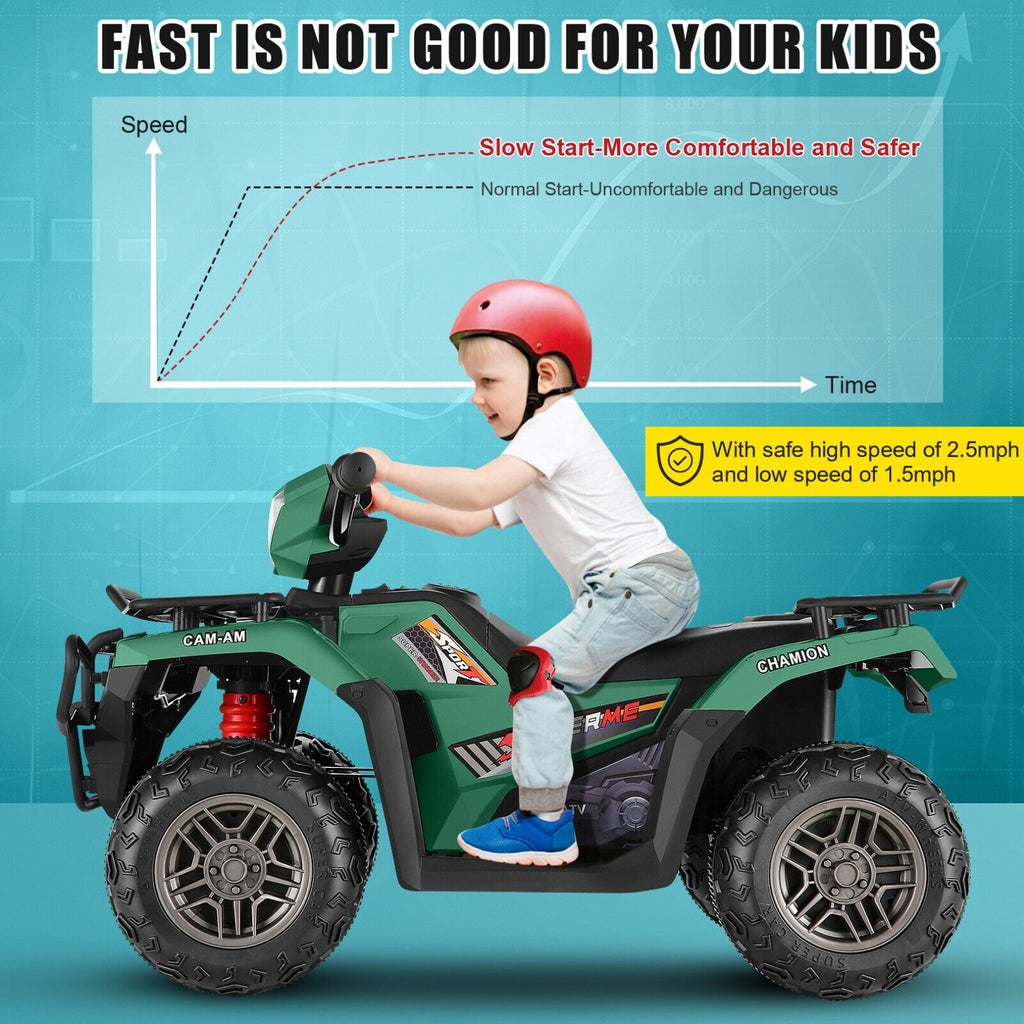 Electric 4-Wheeler ATV Quad Ride-On Car for Kids with LED Lights and MP3 Player - Perfect Gift for Boys and Girls (12V)