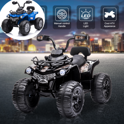 Electric 4-Wheeler ATV Quad Ride On Car for Kids with LED Lights, Music, and USB