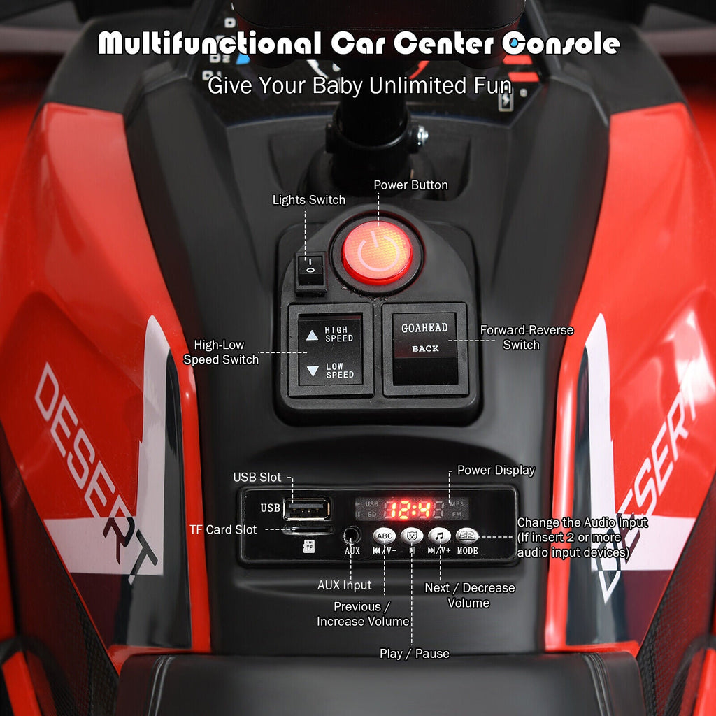 Electric 4-Wheeler ATV Quad Ride On Car for Kids with LED Lights - Red, 12V