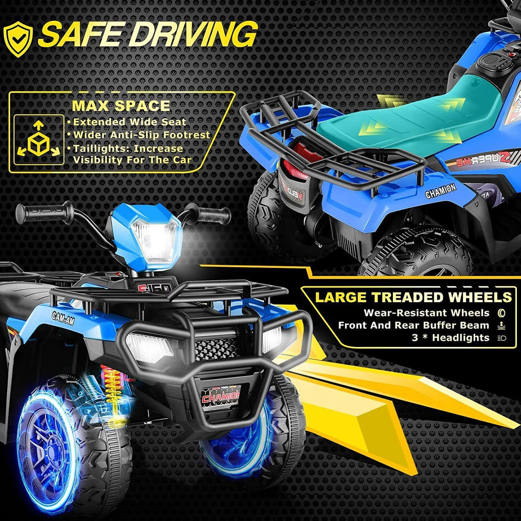 Electric Quad ATV for Kids with LED Lights and 12V Battery Power
