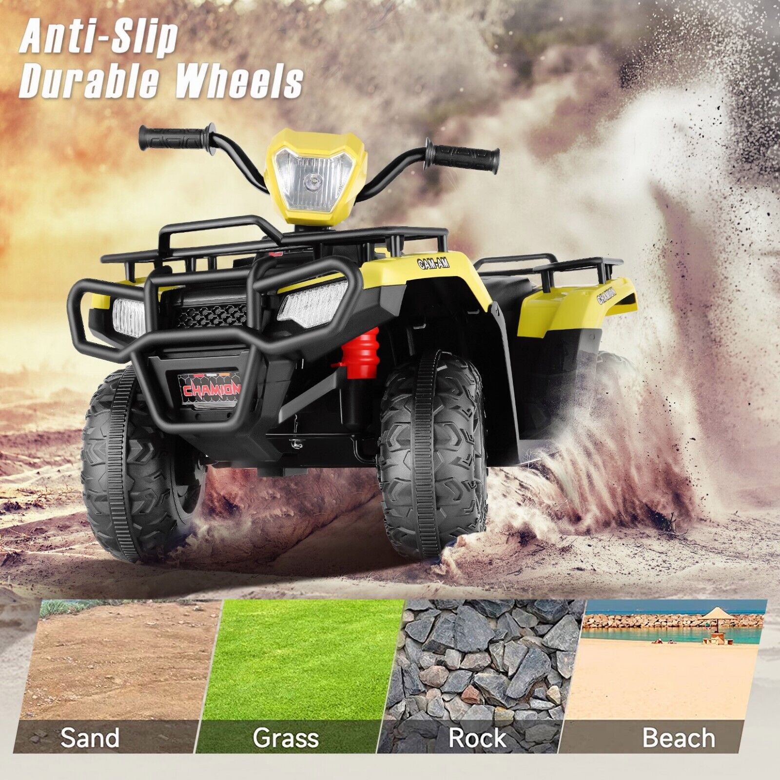 Kids Electric ATV with AUX and USB, 4-Wheeler Ride-On Car for Children - 12V