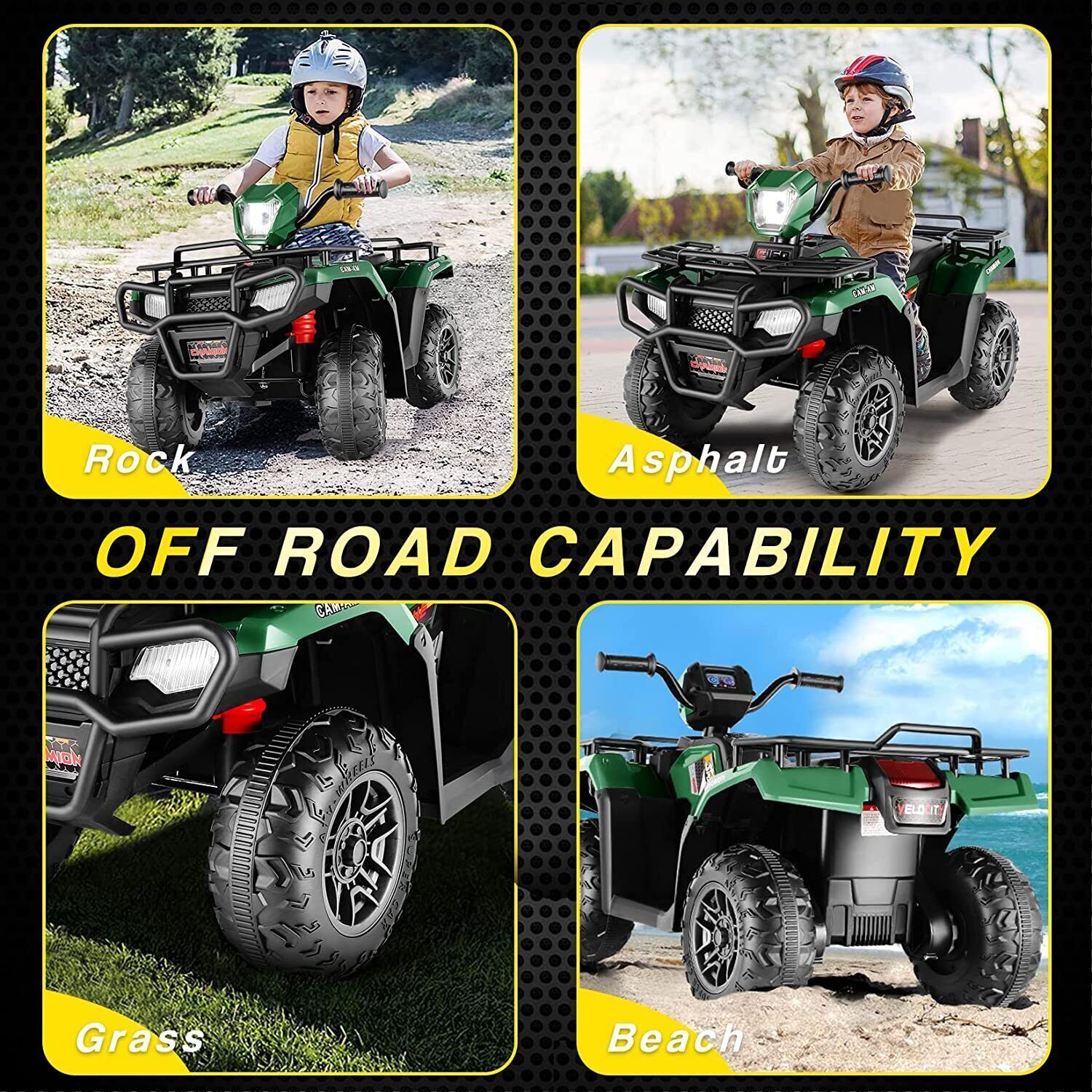 Electric 4-Wheeler Quad Car for Kids with MP3 & USB - 12V Battery Powered