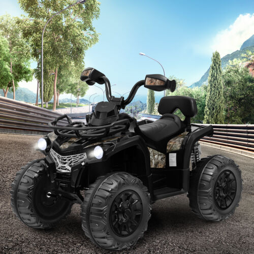 Electric 4-Wheeler Quad for Kids with 2 Speeds, Mp3 Player, and Headlights - Black